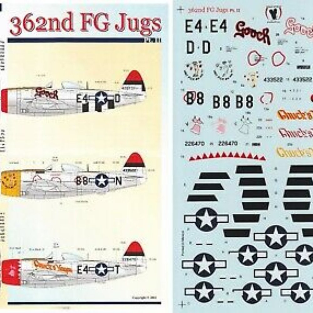 EAGLE STRIKE DECALS 1/72 P-47D Thunderbolt 379th FS 362nd FG nose art (USAAF)